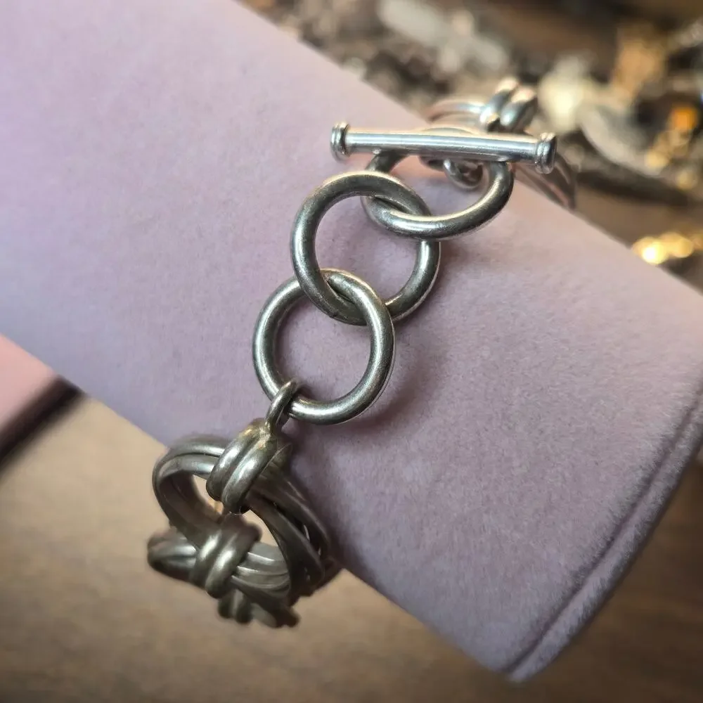 Silpada Multi-Circle Toggle Clasp Sterling Silver Bracelet (Style B1235)